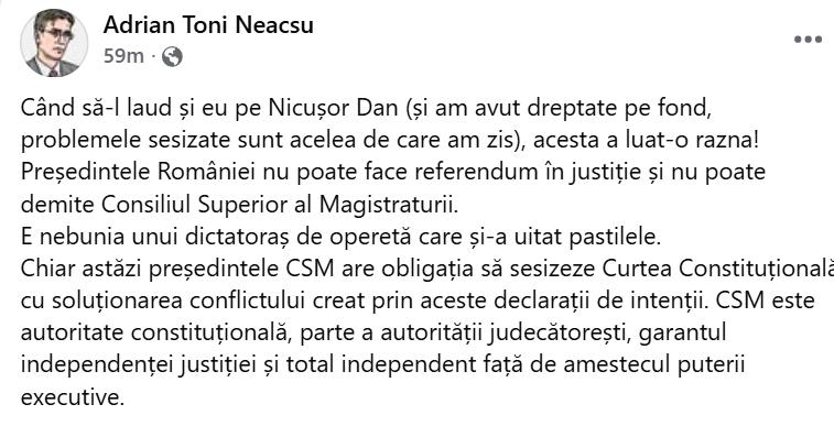 Toni Neacșu spulberă referendum lui Nicușor Dan în justiție: A luat-o razna! Nu poate face asta!