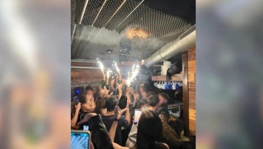 Momentul izbucnirii incendiului în barului Le Constellation din Crans-Montana / FOTO: BFM TV