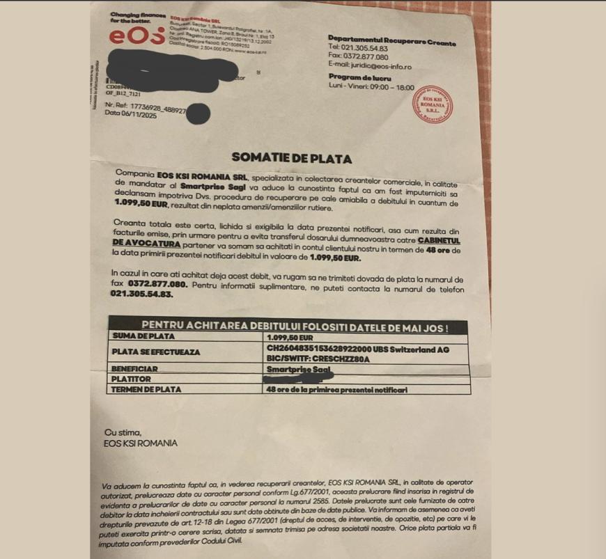 Ce să faceți dacă primiți această scrisoare prin Poștă. Somația primită de un român care a călătorit prin Europa