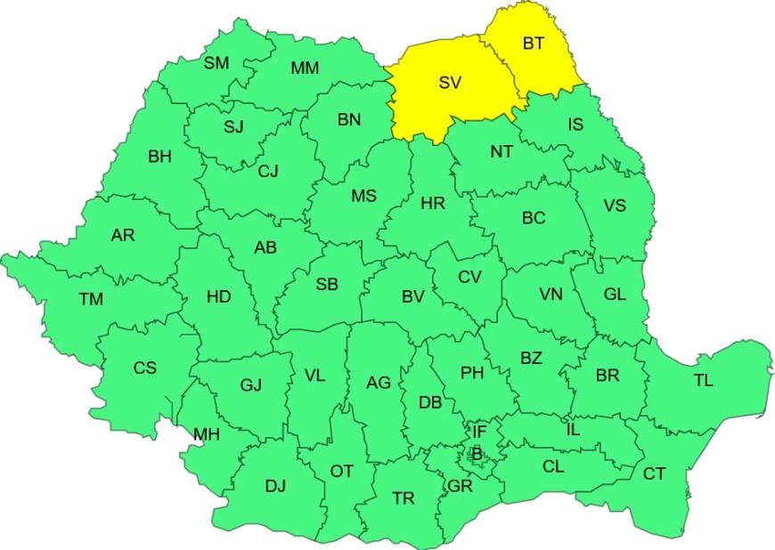 Cod Galben de ger în nordul Moldovei. Sursa foto: ANM