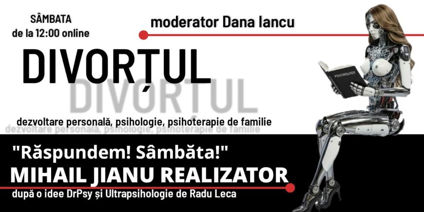Dana Iancu, o jurnalistă cu expertiză în consiliere și dezvoltare personală, vă dă întâlnire la emisiunea „Răspundem! Sâmbăta”.