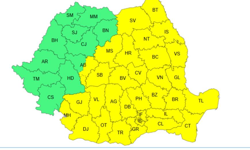 ANM a emis Cod Galben de ger duminică, 18 ianuarie. Este vizată aproape toate ţara