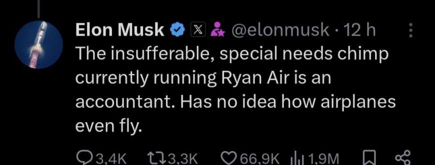 Schimb de replici acide între Ryanair și Elon Musk pe X