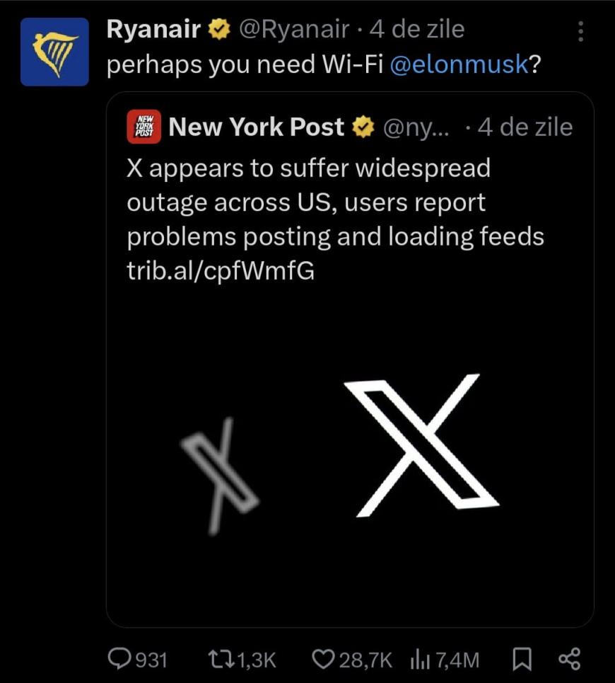 Schimb de replici acide între Ryanair și Elon Musk pe X