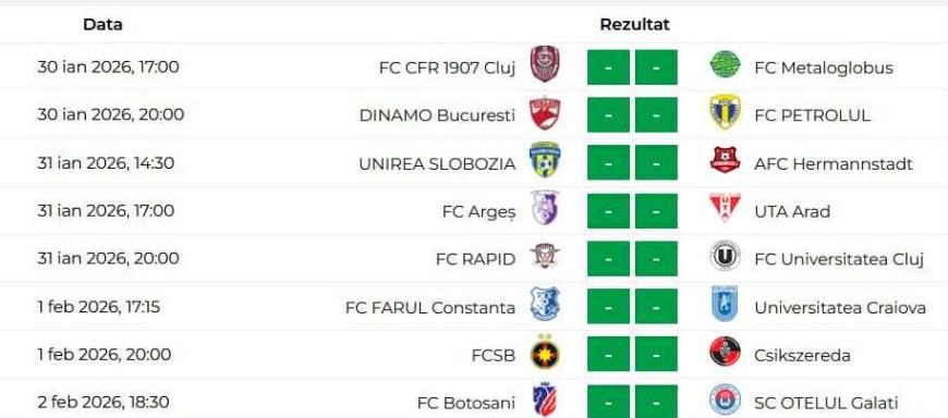 Programul etapei a 24-a a Superligii. Sursa foto: Captură ecran LPF