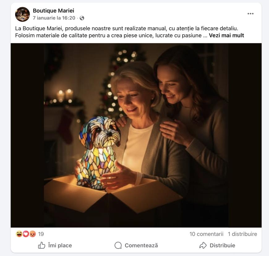 Țeapă cu lămpi produse de o familie generată de... AI! 