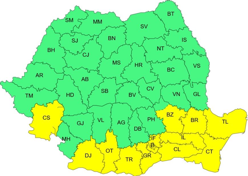Cod Galben de intensificări ale vântului, ninsori viscolite, strat de zăpadă. Sursa foto: ANM