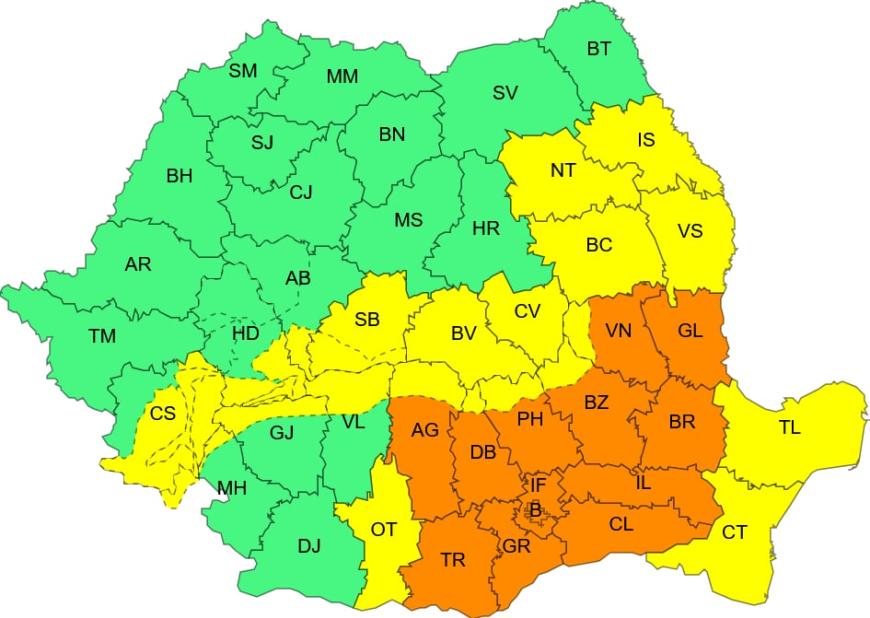 Ninsoare și viscol în mai multe județe din țară. Avertizare meteo. Sursa foto: ANM