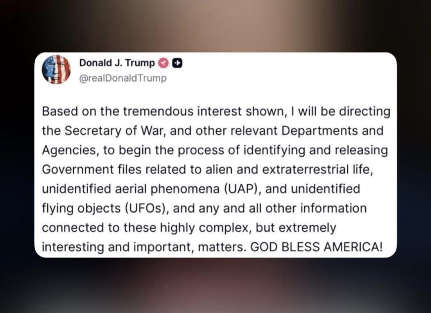 Trump anunță publicarea dosarelor despre extratereștri și OZN-uri
