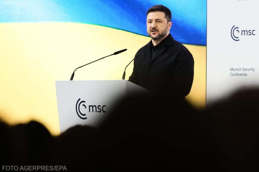 Volodimir Zelenski, discurs la Conferința de Securitate de la Munchen, februarie 2026. Sursa foto: Agerpres
