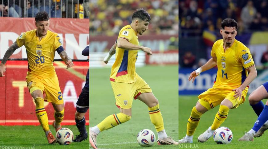 De la stânga la dreapta: Dennis Man, Andrei Rațiu, Ianis Hagi. Sursa foto: Agerpres/ Colaj DCNews