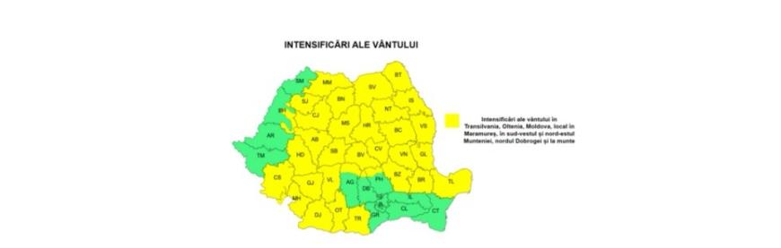 ANM, val de avertizări meteorologice: Coduri Gelbene și Portocalii de viscol și vânt puternic. Zonele vizate