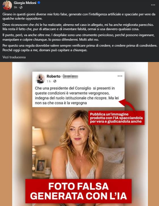 Giorgia Meloni, avertisment despre pericolele deepfake. 