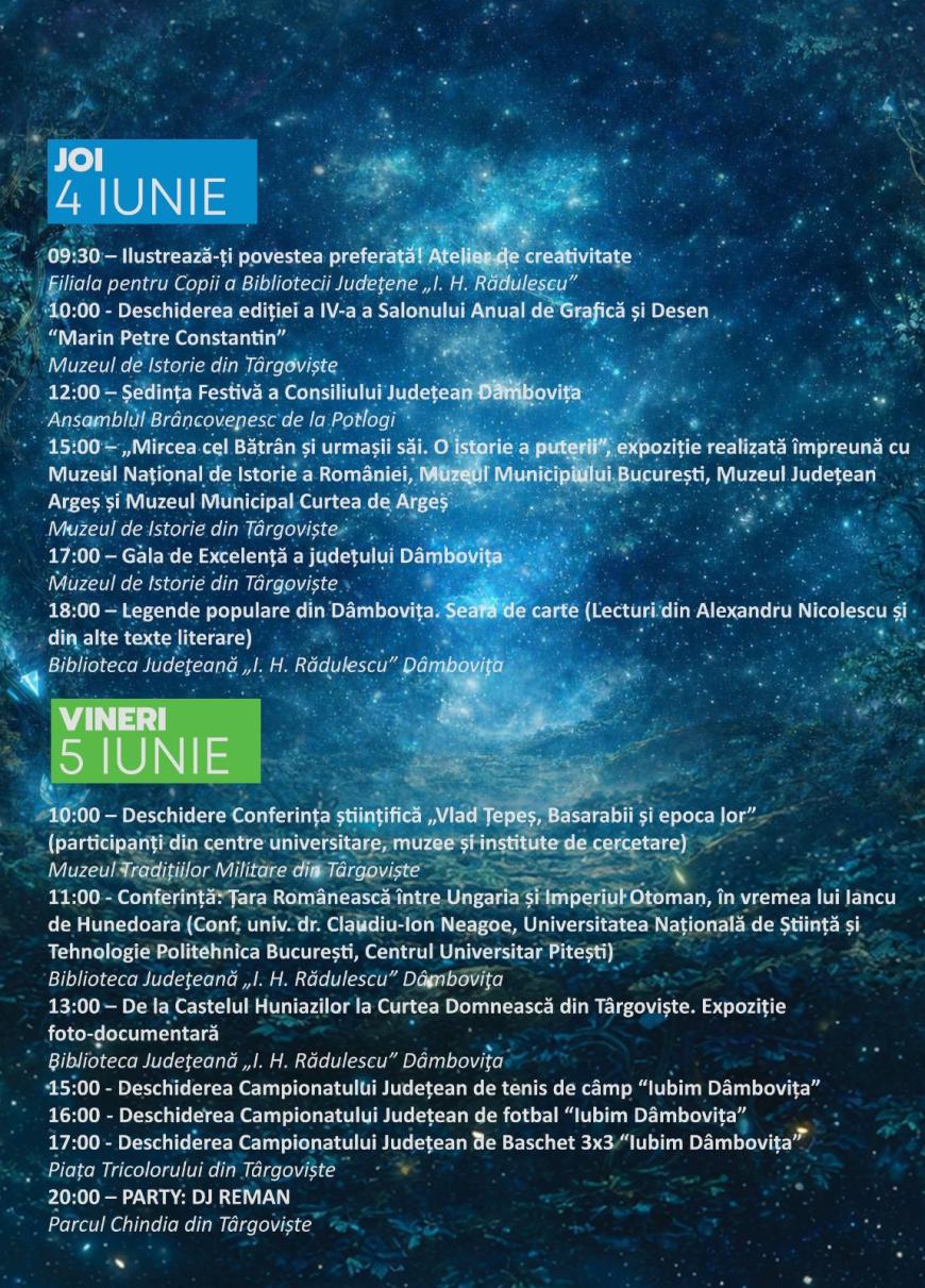 Zilele Județului Dâmbovița 2026, o nouă ediție între 4 - 7 iunie  
