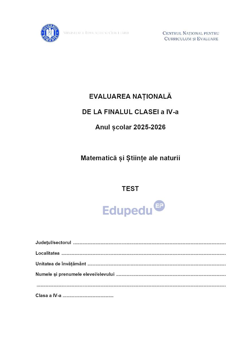 Evaluare Națională, clasa a IV-a. Elevii susțin proba la Matematică şi Ştiinţe ale naturii