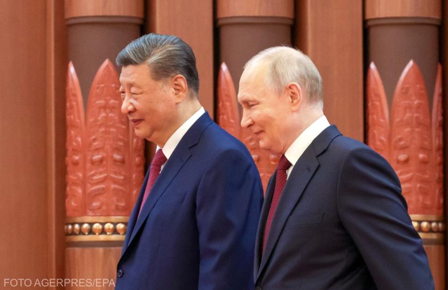 Președintele rus Vladimir Putin, în vizită oficială în China. Alături, președintele chinez Xi Jinping. Sursa foto: Agerpres