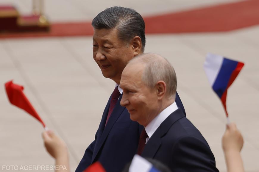 Președintele rus Vladimir Putin, în vizită oficială în China. Alături, președintele chinez Xi Jinping. Sursa foto: Agerpres