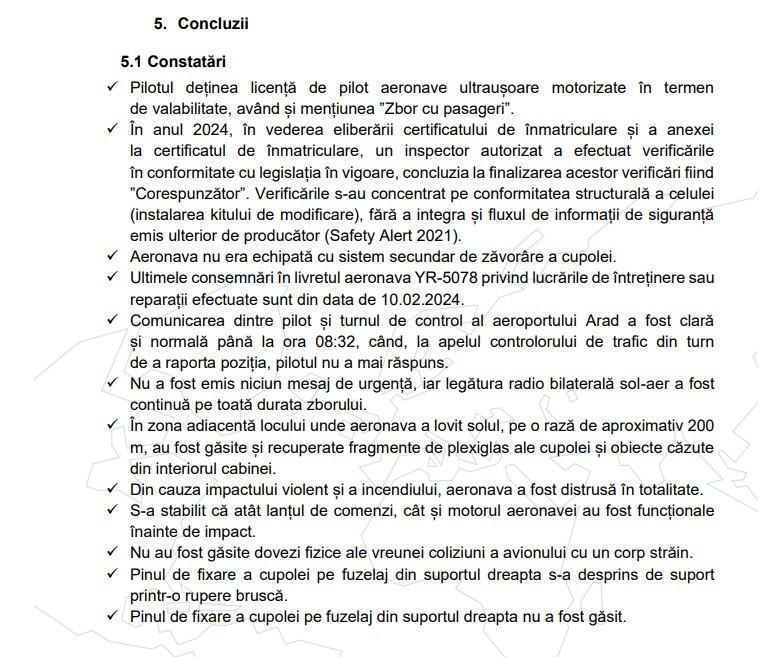 AIAS a stabilit cauza accidentului aviatic de la Arad în care pilotul Vlad Zgărdău și Vlad Popescu și-au pierdut viața. Ce arată raportul final 