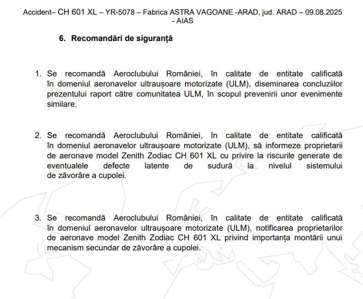 AIAS a stabilit cauza accidentului aviatic de la Arad în care pilotul Vlad Zgărdău și Vlad Popescu și-au pierdut viața. Ce arată raportul final 