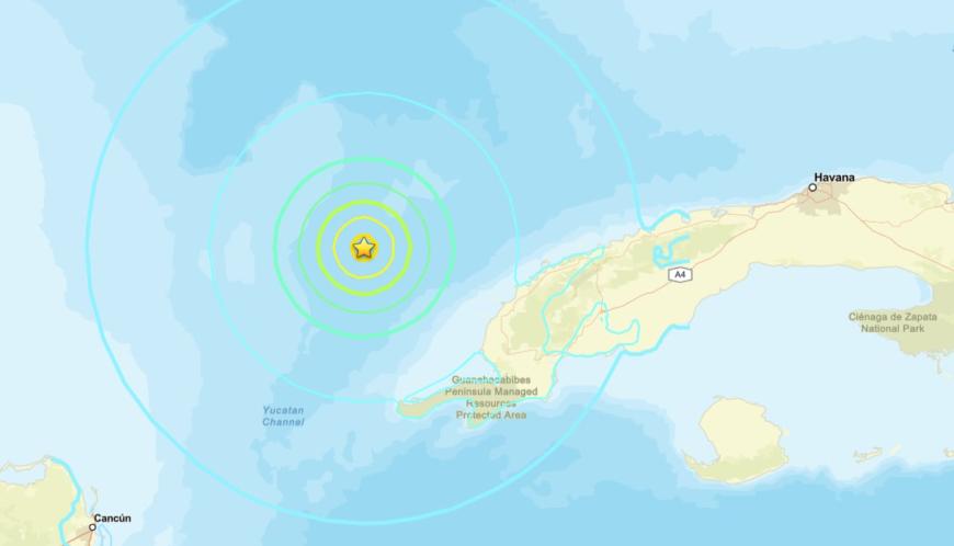 Cutremur lângă Cuba, resimțit și în SUA. Sursa foto: USGS Latest Earthquakes, captură de ecran