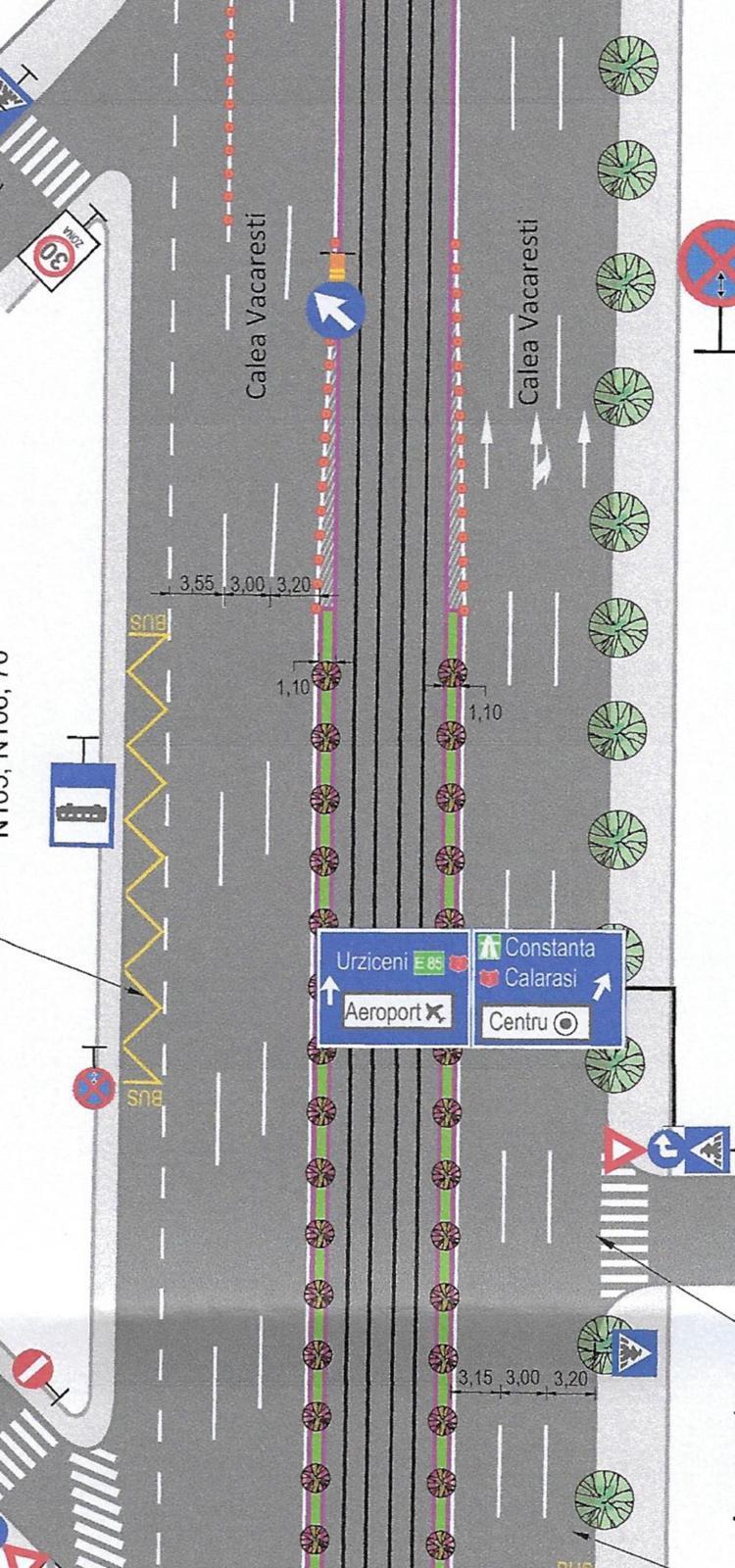 Lucrările de amenajare a scuarului central de pe Calea Văcărești 