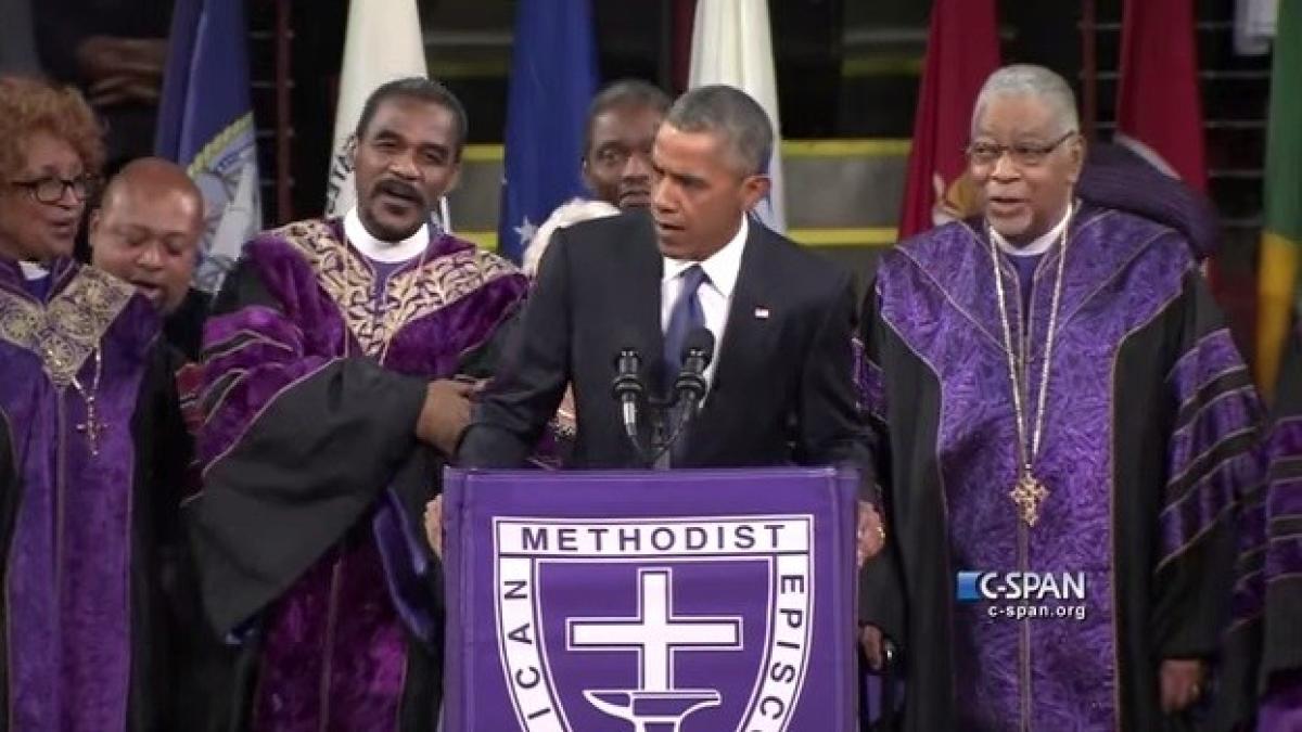 barack obama a cantat amazing grace la inmormantarea pastorului clementa pinckney