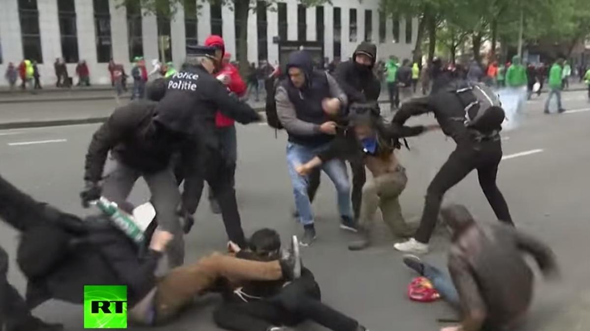 violen e la protestul din belgia contra modificarii legisla iei muncii