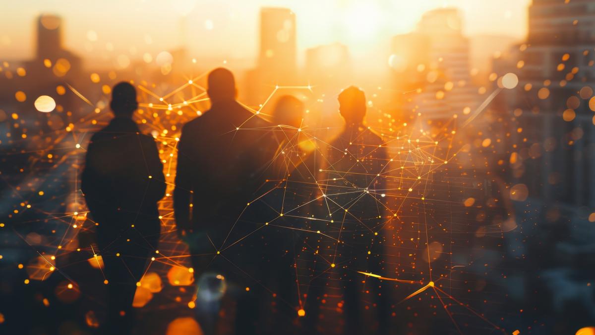 silhouetted-figures-sunsetcityscape-with-network-connections-generative-ai_17984600
