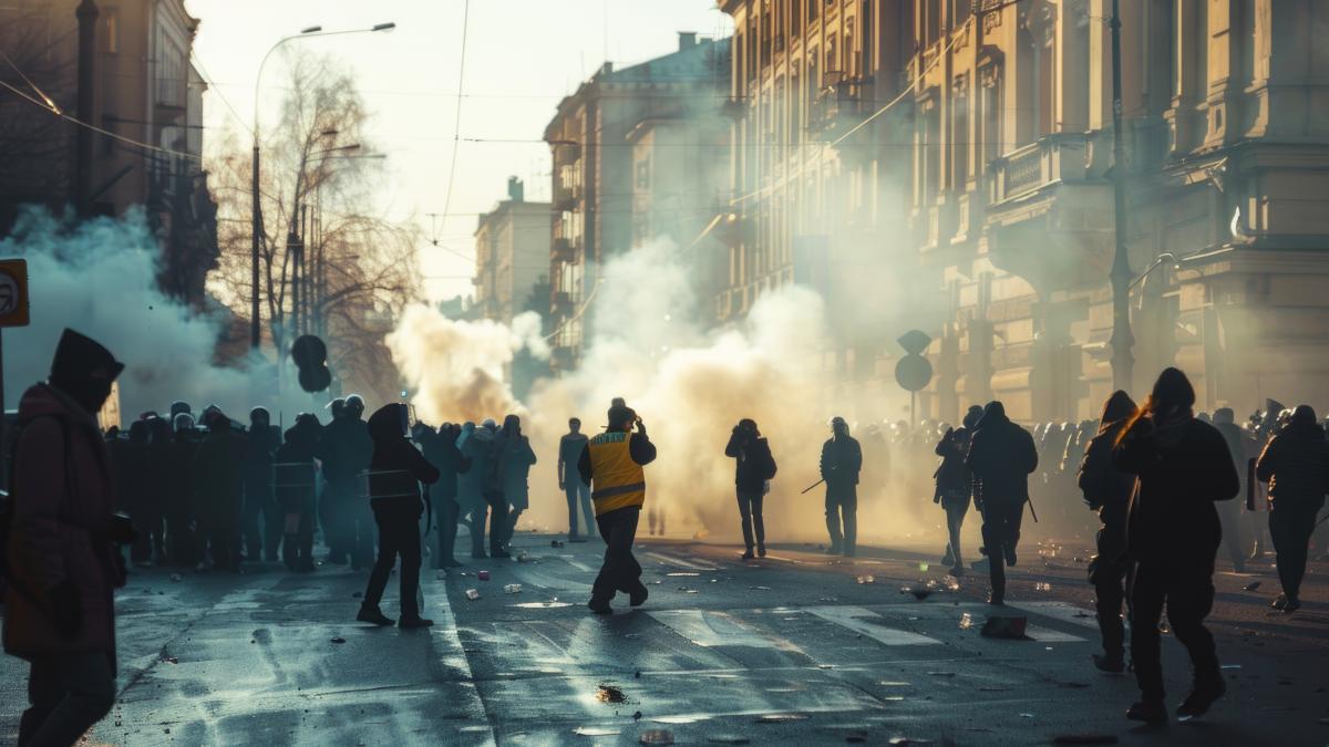 urban-turmoil-street-riots-civil-unrest-societal-tensions-chaos-intensity-public-protest-demonstration-heart-city_36592100