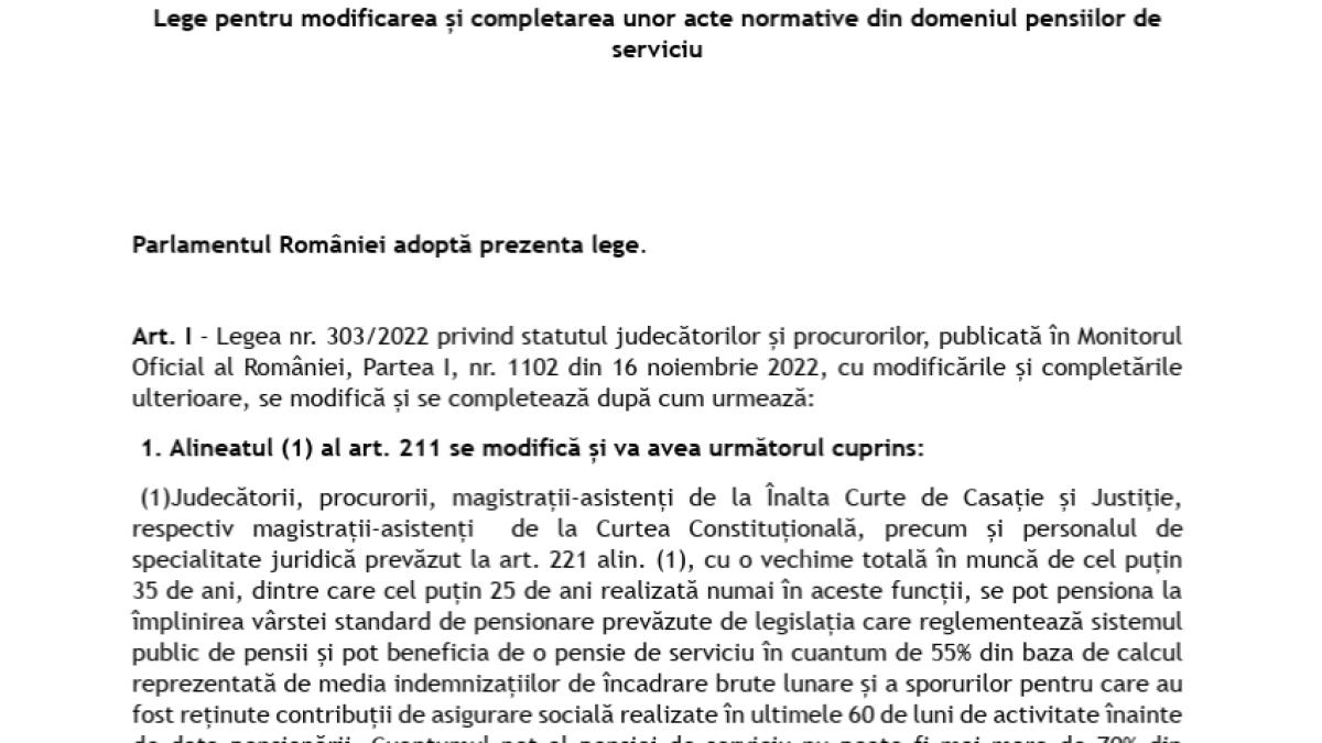 PENSII DE SERVICIU