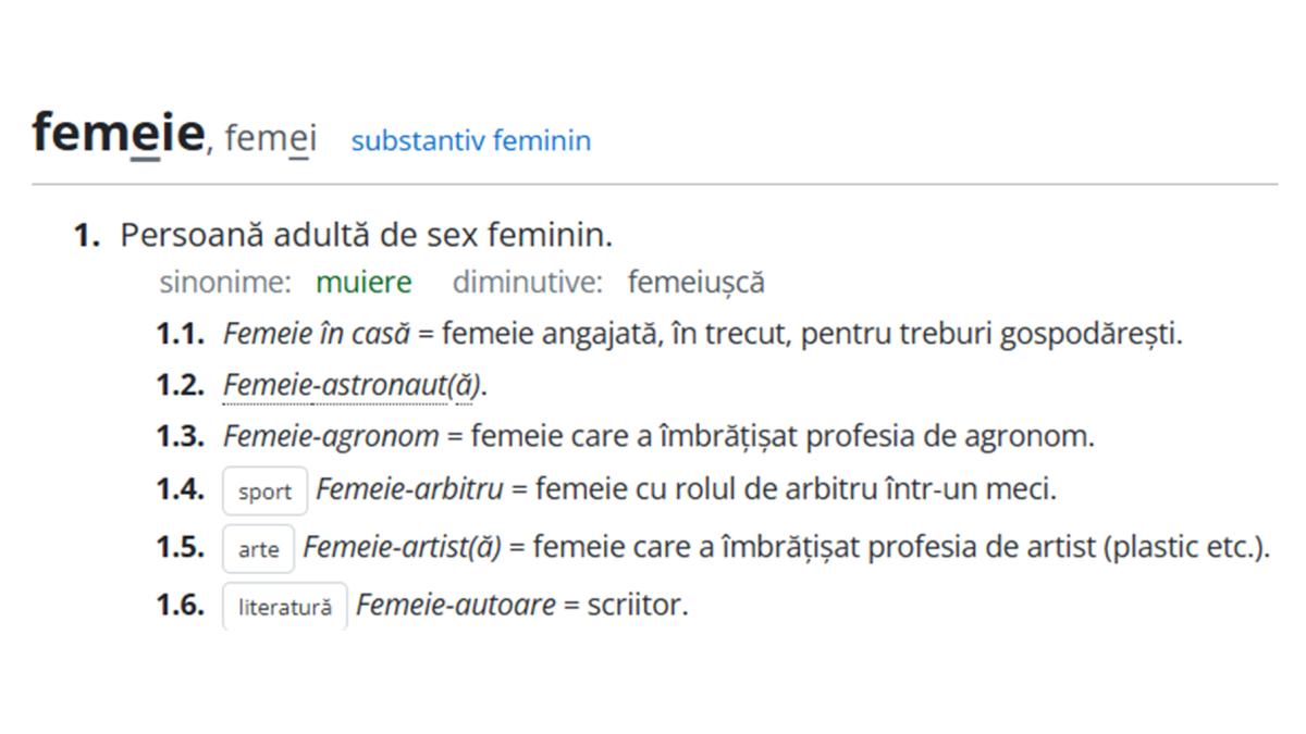 Definiție femeie DEX