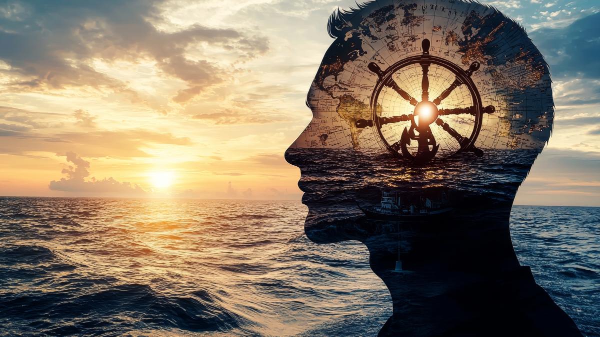 cap barbat busola apus soare