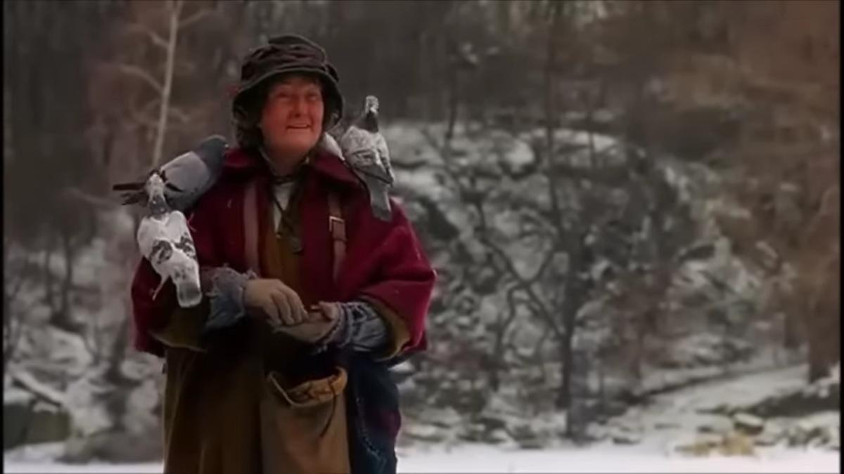 doamna cu porumbeii din Singur acasă