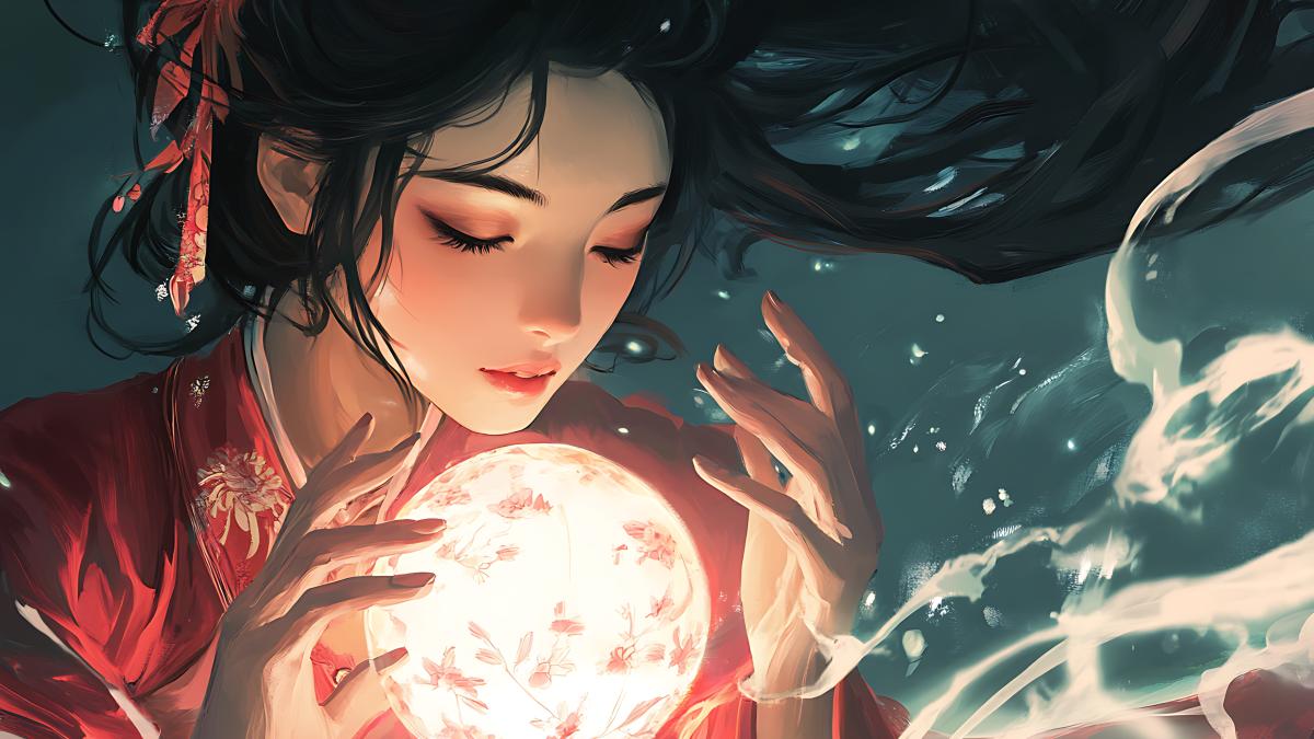 femeie kimono glob luminos