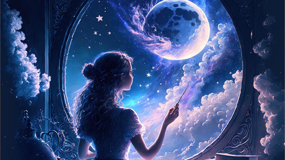 fata priveste peisaj spatiu