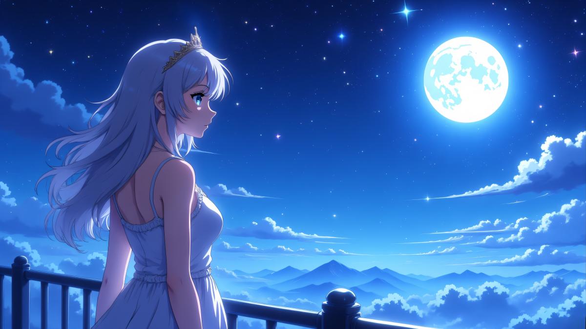 peisaj anime luna plina