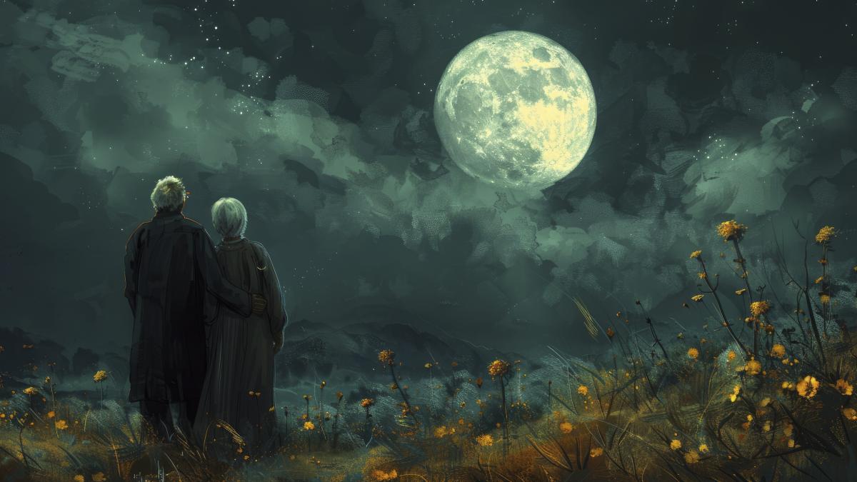 peisaj luna plina oameni