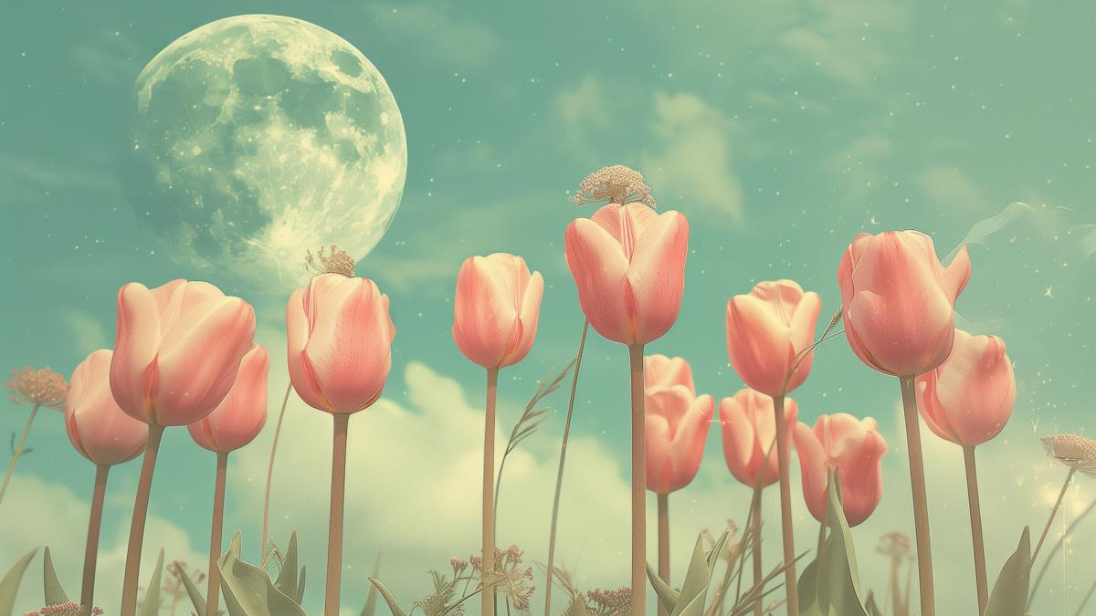 lalele roz luna plina