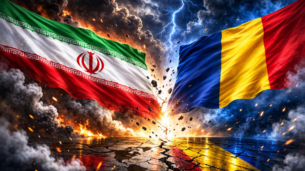 imagine cu steagul iranului si al Romaniei
