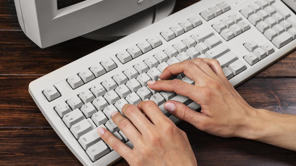 person-using-retro-computer