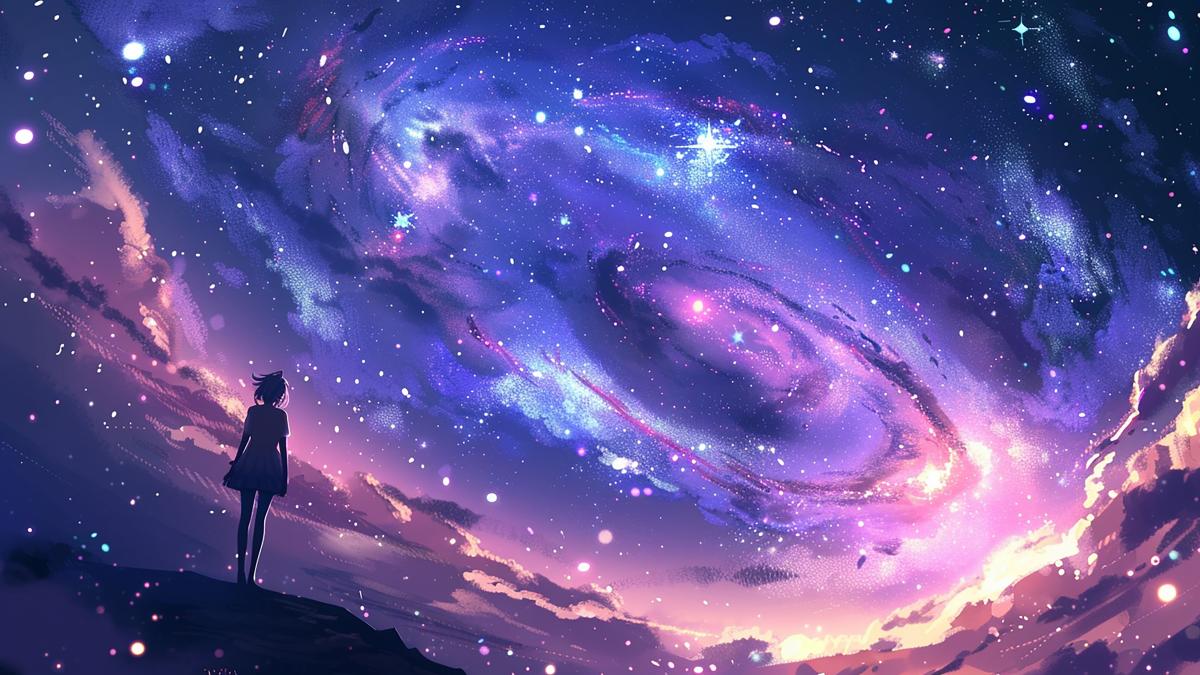 galaxie silueta feminina anime