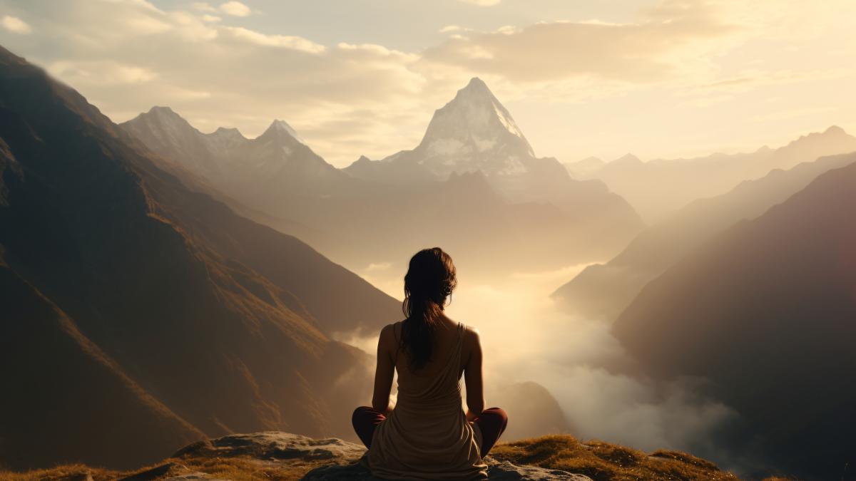 femeie munte meditatie