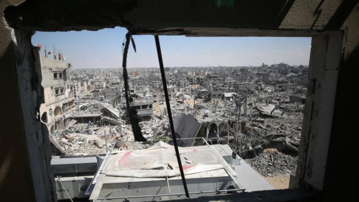imagine cu clădiri distruse din Fâșia Gaza