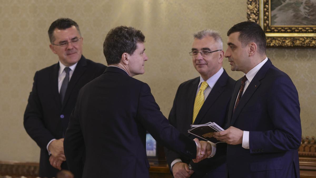 imagine cu george simion de la consultarile de la cotroceni