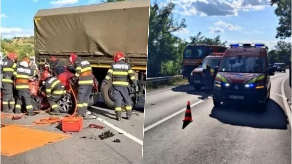 Accident cumplit în Mureș. Trei morți și patru răniți după impactul dintre mașini și un autocamion militar
