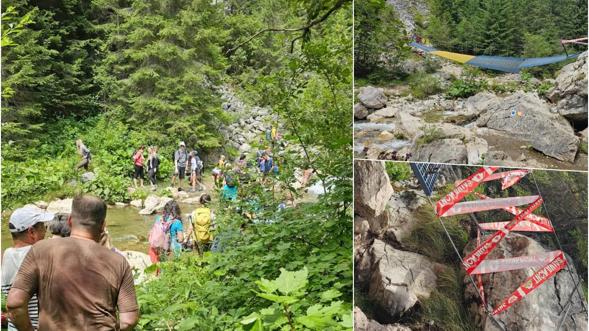 Pericol pentru turiști în Bucegi. Podul din Zănoaga s-a rupt  foto