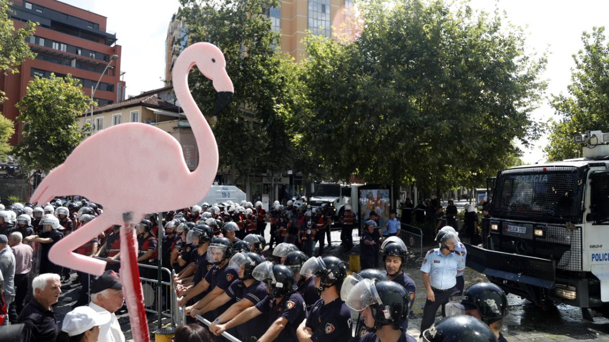 Revoluția flamingo din Albania, trasă la indigo după Dracula Park și Roșia Montană, România