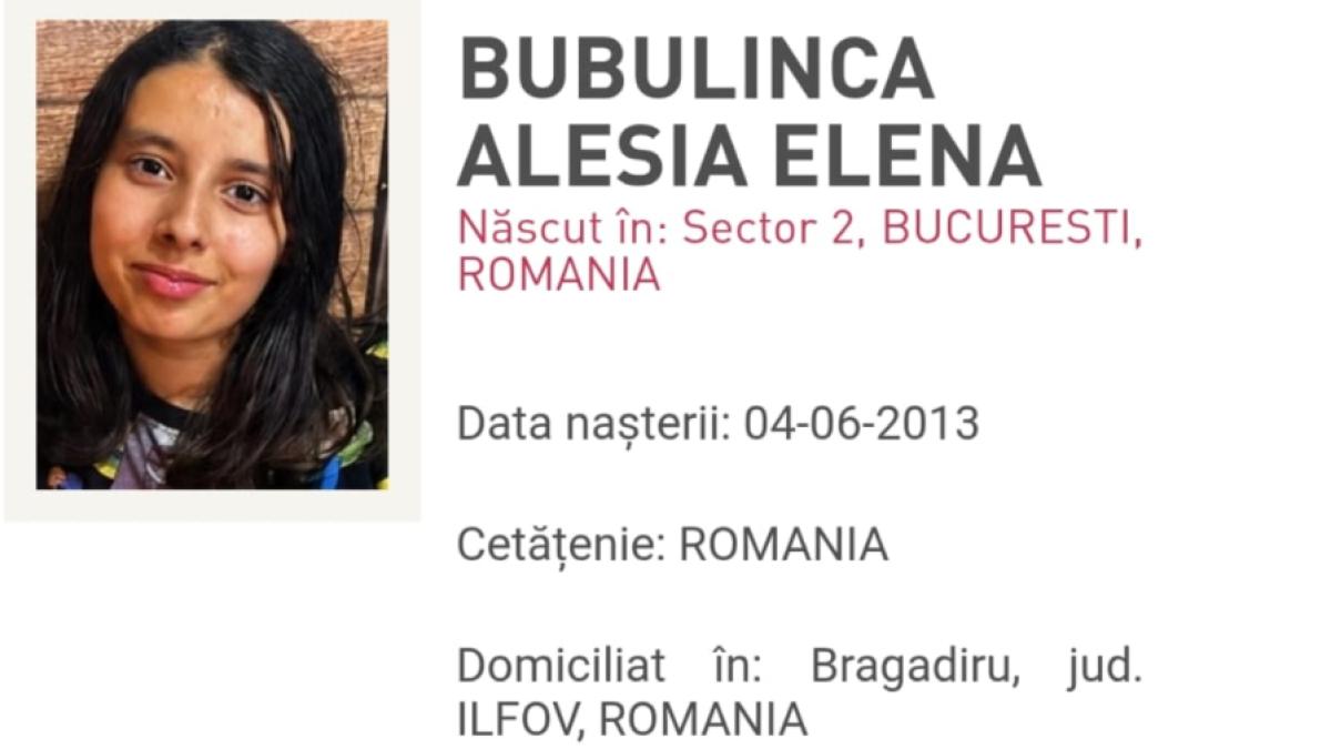 disparuta de acasa bubulinca alesia elena
