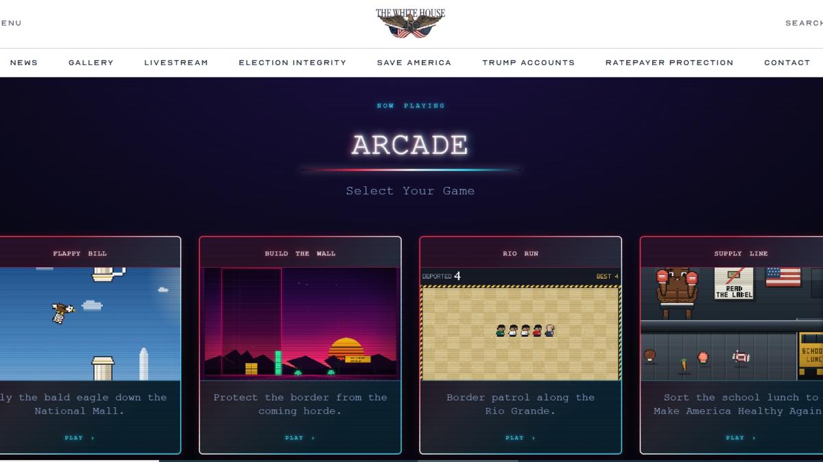 Casa Albă a lansat jocuri video inspirate de politicile lui Donald Trump / Sursa foto https://www.whitehouse.gov/arcade/