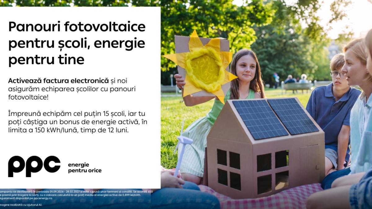 Cum activarea facturii electronice susține educația și poate reduce factura clienților PPC Energie - Panouri fotovoltaice pentru școli, energie pentru tine